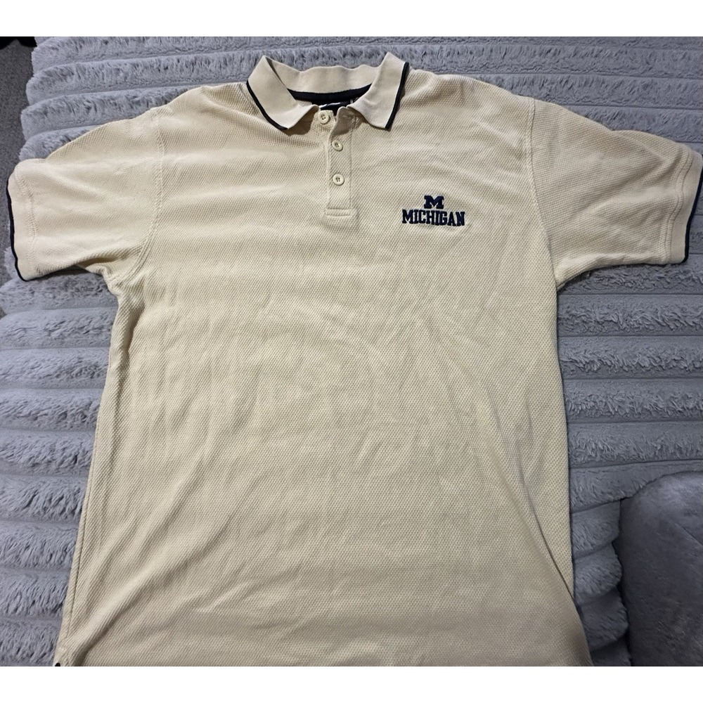 Vintage University Of Michigan Shirt Mens XLarge Yellow Polo Embroidered Logo